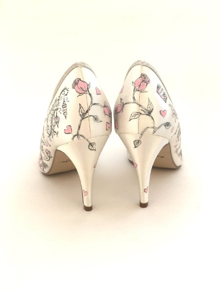 Blush pink and grey design - Beautiful Moment hand painted wedding shoes