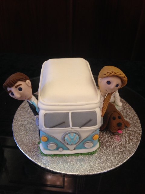 Campervan Cake with fondant Bride and Groom - The Cake Studio Worcester
