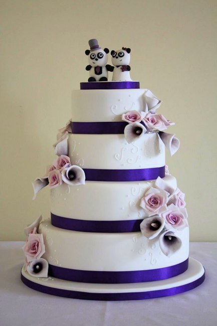 Panda and Cala Lilly Wedding Cake - Cakes By Adele