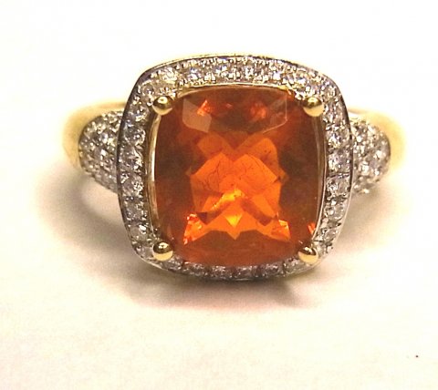 Fire opal and diamond cluster ring £1600 - N.Bloom & Son
