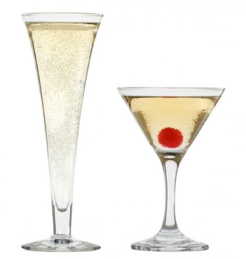 Contemporary Martini and Hollow Stem Champagne Flute - Butterflies Catering Equipment Hire