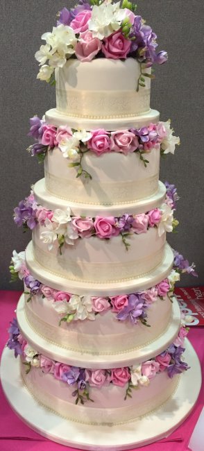 wedding cake mixed flowers - Sky Cakes