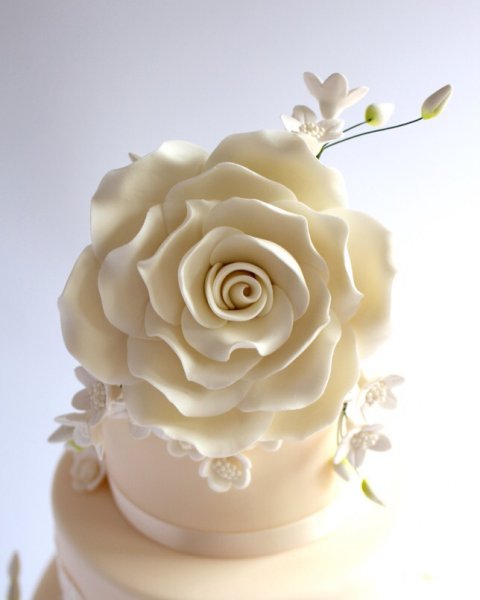 Everything I Ever Wanted cream sugar flowers topper. - Karen's Cakes 