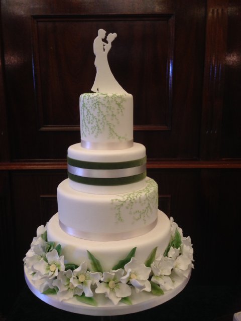 Contemporary Style Wedding Cake in Green and White - The Cake Studio Worcester
