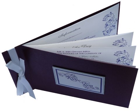 Wedding Invitation Booklets with up to 10 pages, includes RSVP card and return address - Brambles Stationery