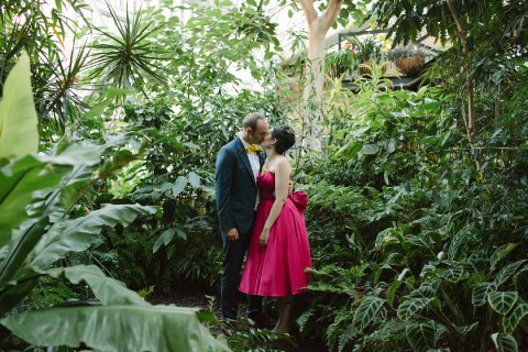 Bride & groom conservatory - Joannabrownphotography - Barbican Centre