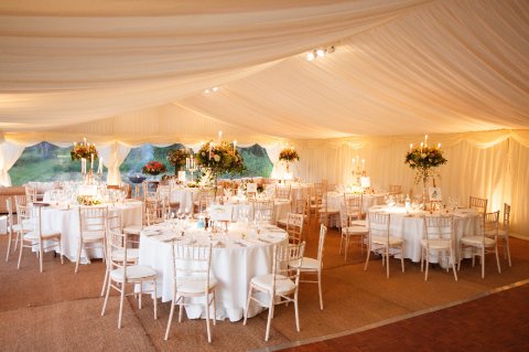 Interior lined 9m wide frame tent - FOUR SEASONS MARQUEES LIMITED 