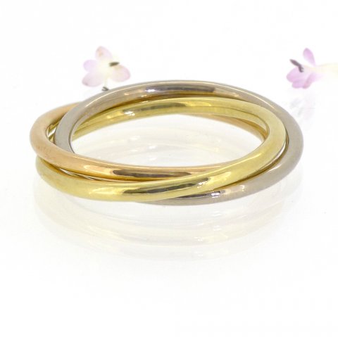 Gold Trilogy Wedding Ring in 18ct Rose, White and Yellow Gold - Lilia Nash Jewellery