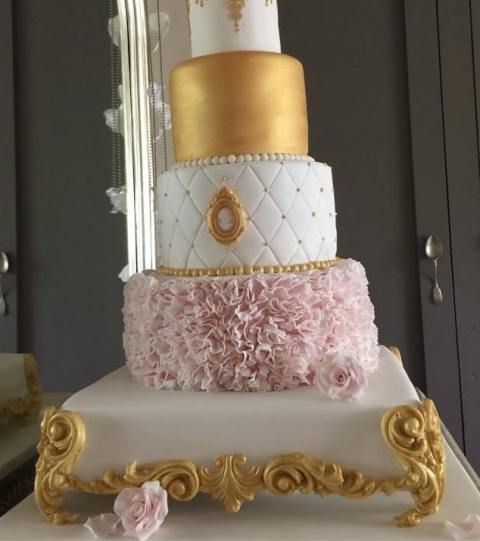 Pink & Gold Wedding Cake - Plan It Cake