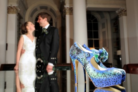 green and blue fairy woodland theme - Beautiful Moment hand painted wedding shoes