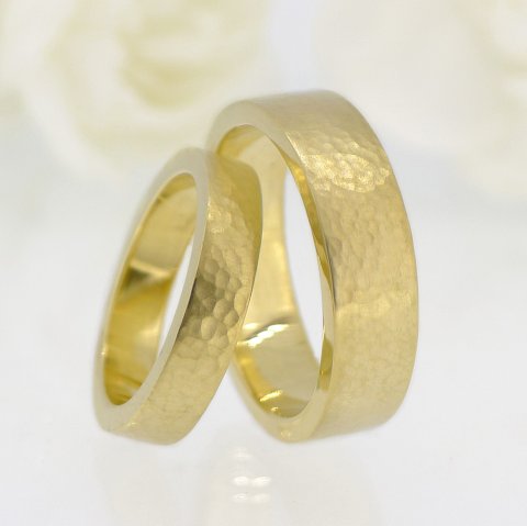 His and Hers Hammered Wedding Rings - Lilia Nash Jewellery