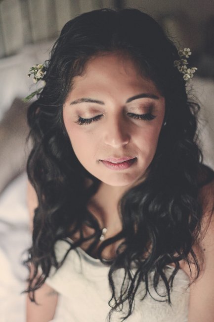 Natural bridal hair and makeup - loose curls, defined eyes with lashes - Jax-Glam Beauty