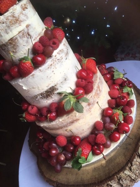 red berry semi naked cake - Calley's Cakes