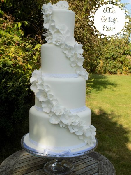 All White Cascade - Little Cottage Cakes
