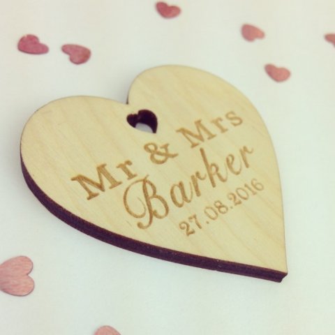 Personalised Wooden Wedding Table Confetti - Hearts and Home