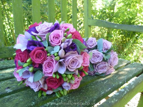 Pink and Lilacs Bouquet and Maids posy - Julia Dilworth Florals