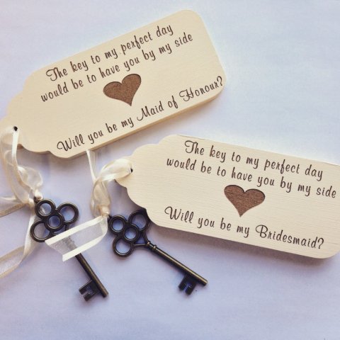 Will You Be My Bridesmaid (MOH) Vintage Key - Hearts and Home