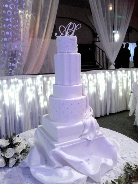 7 Tier Wedding Cake based on a classic Greek theme - The Cake Studio Worcester