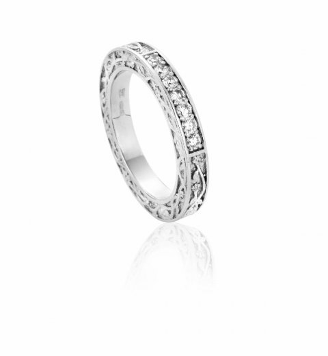 Bespoke hand carved platinum and diamond eternity wedding ring - Claire Troughton Fine Jewellery Design 