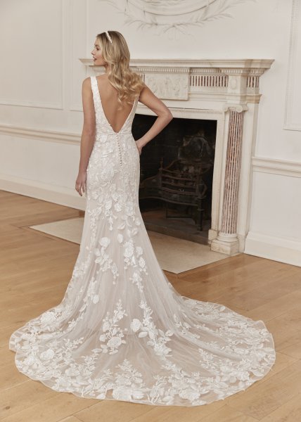 Lace fitted wedding dress with train - Rosedene Bridal