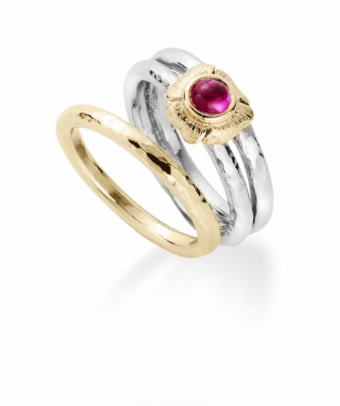 18ct gold poppy and ruby engagement and wedding ring set - Claire Troughton Fine Jewellery Design 