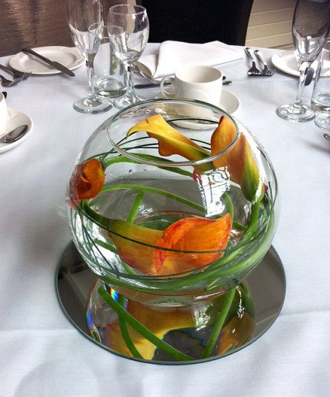 fish bowl centrepiece - Ellis Events - Creative Chair Cover Hire and Venue Styling