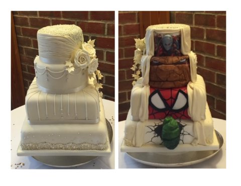 Wedding Cake with Super Heroes Reveal - Wedding Cakes by Lisa Broughton