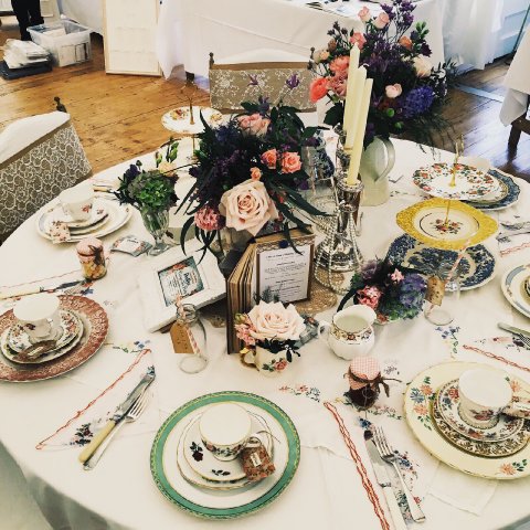 Vintage china and centre pieces - Dollys Vintage Tea Party
