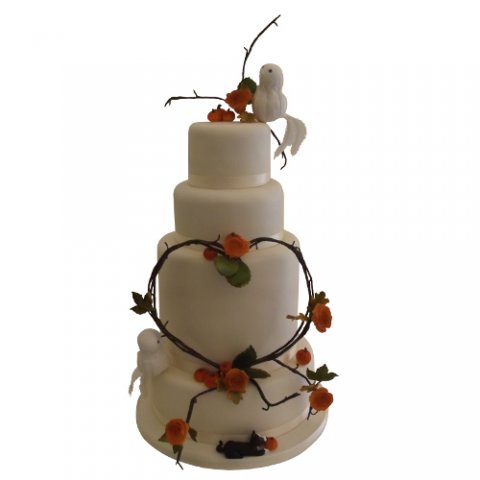 Lovebirds and Heart Wedding Cake - Cakes Individually Iced
