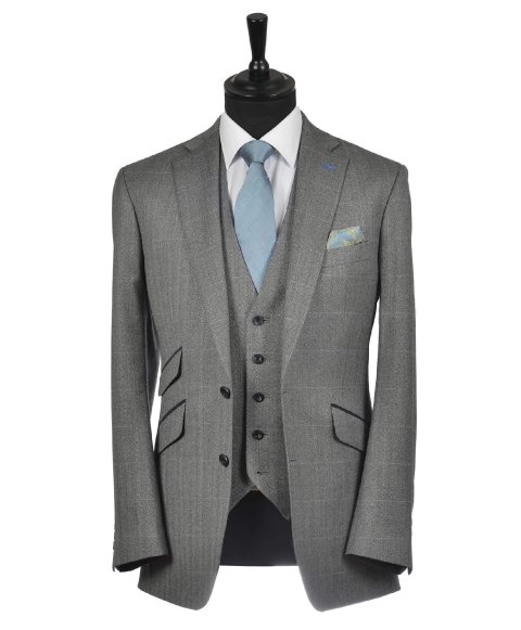 Grey Belmont Tweed Slim Fit Lounge Suit - Hugh Harris Formal