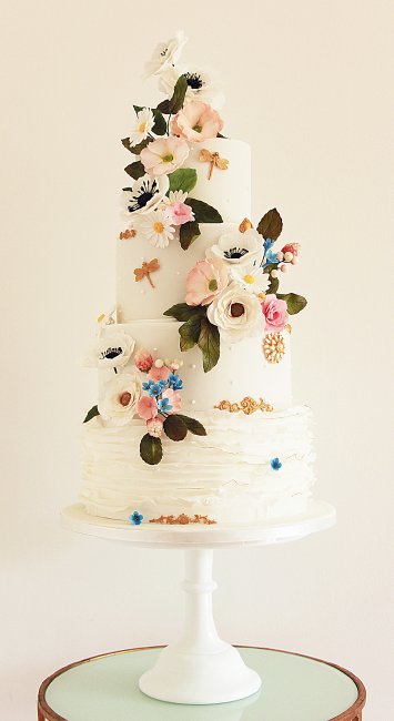 Wild floral and ruffle wedding cake - Cobi & Coco Cakes