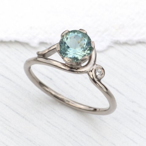 Aquamarine and Diamond Ring in 18ct Gold - Lilia Nash Jewellery