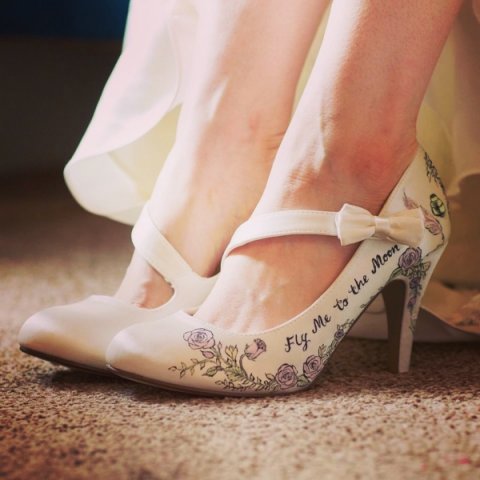 storybook vintage style wedding design shoes - Beautiful Moment hand painted wedding shoes