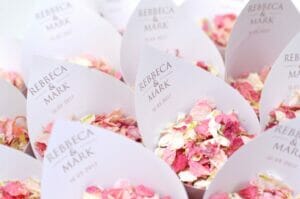 Lace theme Personalised Confetti Cones with Blush from £11
