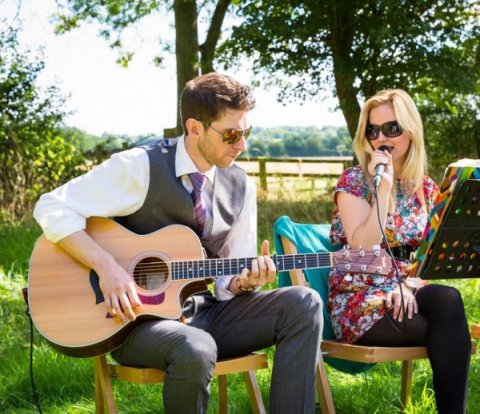Performing at Emma and John's wedding at Crockwell Farm. Northamptonshire - Taylormade Acoustic Duo