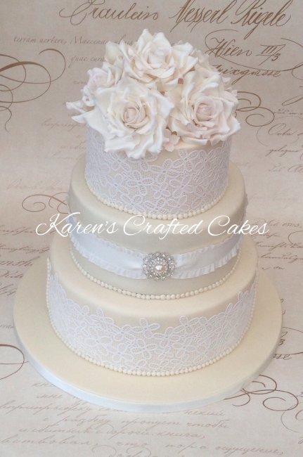 Rose and lace cake - Karen's Crafted Cakes