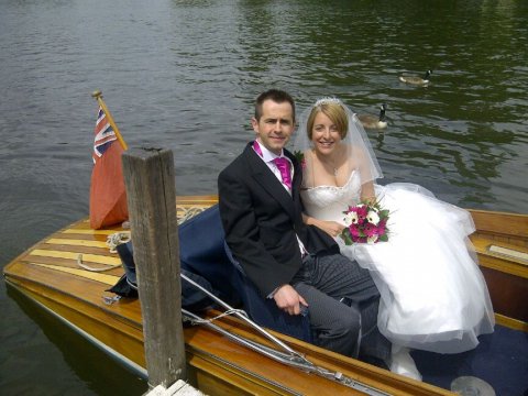 Bride & Groom on our slipper launch - Hobbs of Henley Ltd