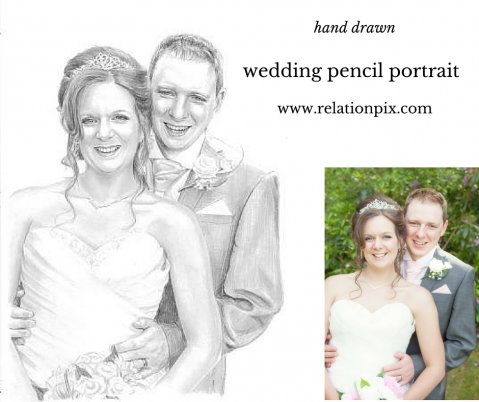 First wedding anniversary pencil portrait of 'Paper' - RelationPix
