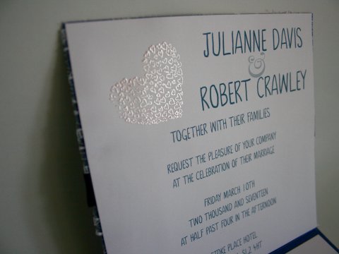 Heart-of-heart embossing - The House of Airey Wedding Stationery