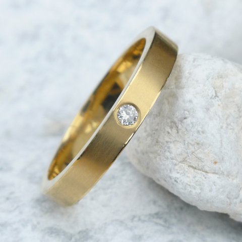 Diamond Wedding ring with Matte Finish - Lilia Nash Jewellery