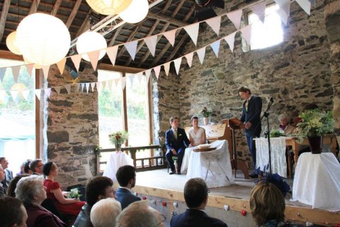 Getting married on stage - Llyn Gwynant Barns