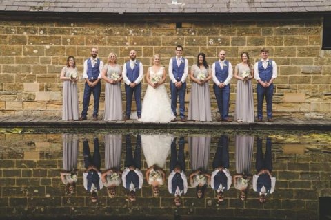 Wedding Guests by the Pond - Hendall Manor Barns