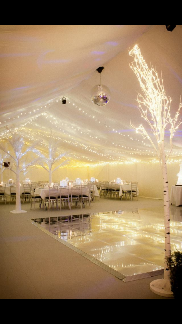 Mirrored dance floor with LED lights and decor - FOUR SEASONS MARQUEES LIMITED 
