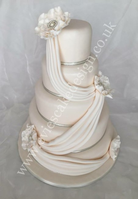 5 tier swag wedding cake - Evie's Cake Design