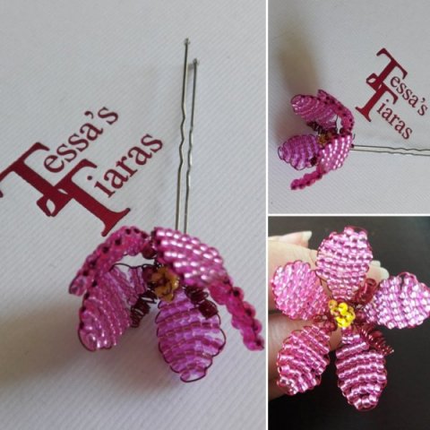 Beaded flower pin - Tessa's Tiaras