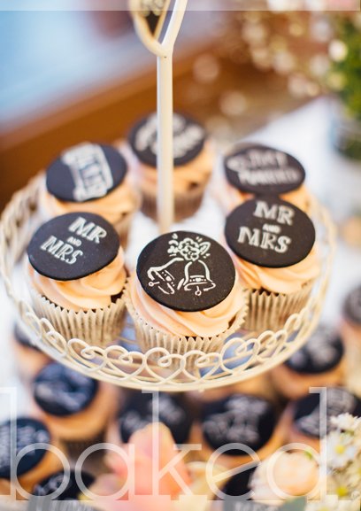 Chalk board style wedding cupcakes - Baked Cupcakery