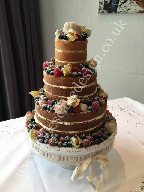 Naked wedding cake with fresh fruits - Evie's Cake Design