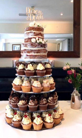 Naked Wedding Cake & Cupcake Tower - Poppies Bakehouse
