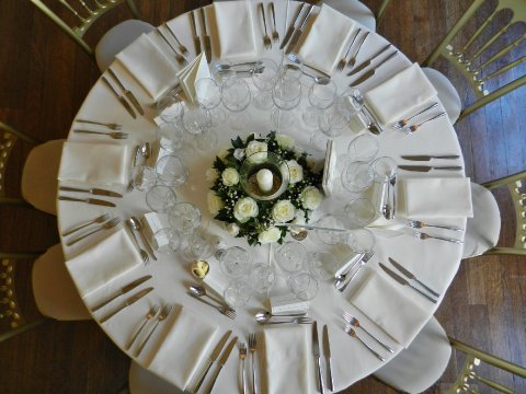 Table setting for the wedding breakfast in the Dining Room - Hampden House