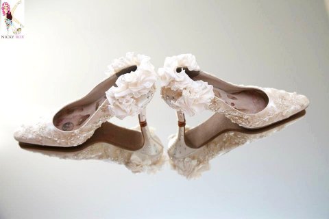 Champagne ruffles wedding shoes - Nicky Rox Designs